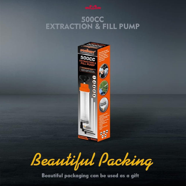 HORUSDY 500CC Fluid Extractor Automotive, Oil Extractor/Oil Syringe, Fluid Syringe Pump Manual Suction Vacuum Fuel Car Transfer