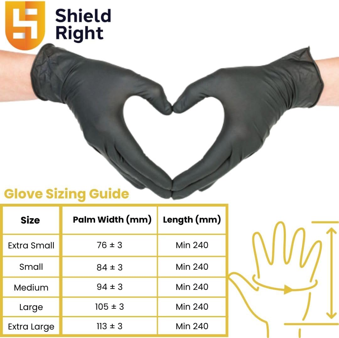 XtraGuard Black Nitrile Gloves - Heavy Duty, 6 Mil, Disposable, Latex & Powder Free, Chemical & Puncture Resistant, Food Safe, Medical Grade