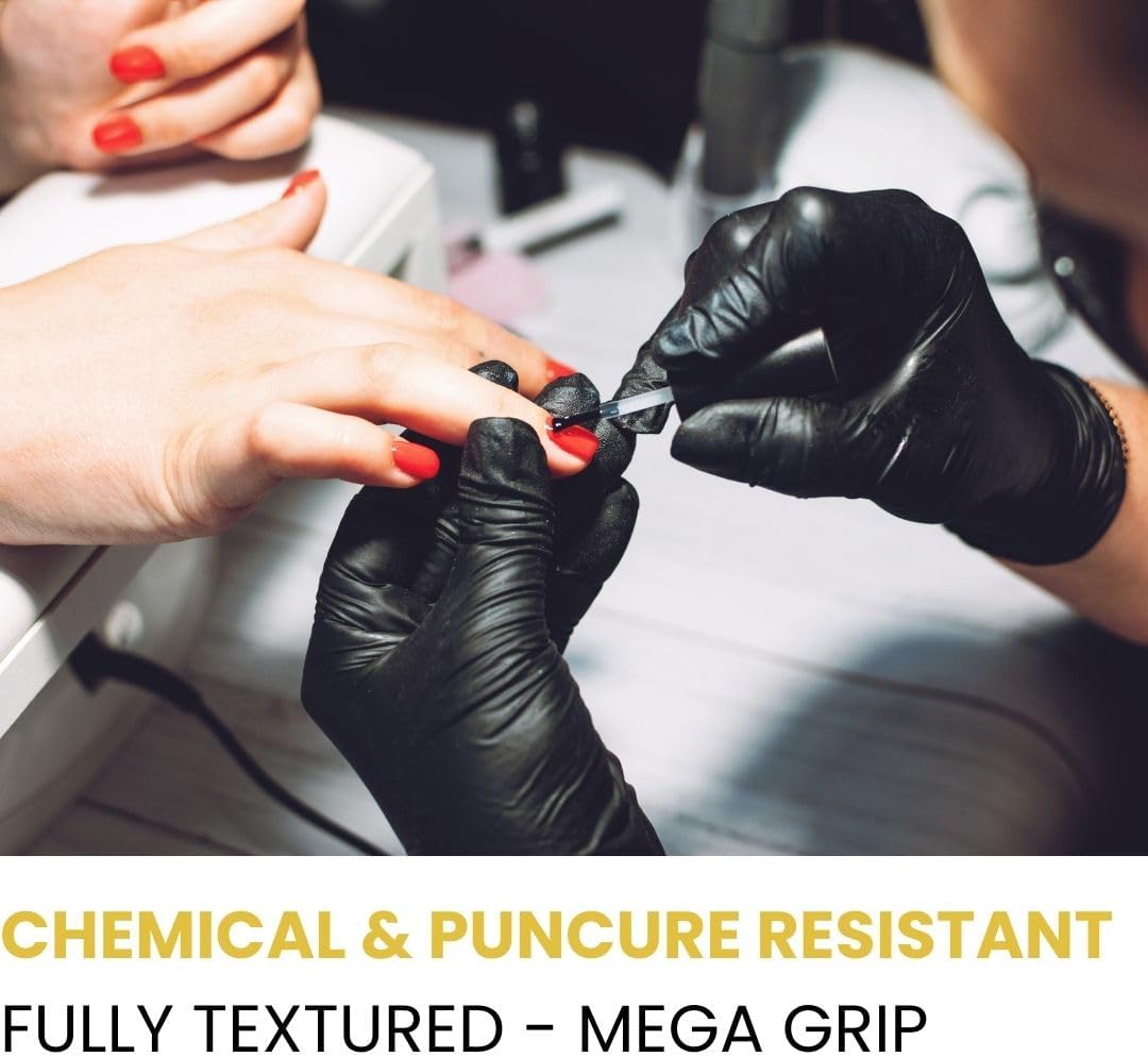 XtraGuard Black Nitrile Gloves - Heavy Duty, 6 Mil, Disposable, Latex & Powder Free, Chemical & Puncture Resistant, Food Safe, Medical Grade