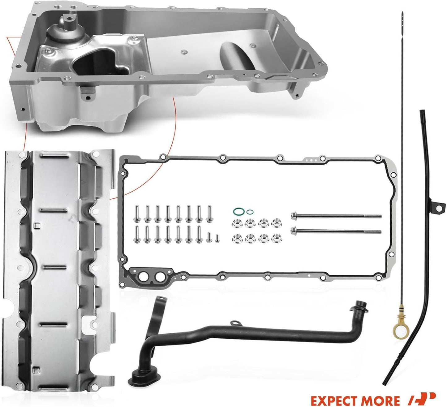 A-Premium Performance Muscle Car Engine Oil Pan Complete Kit Compatible with GM LS1 LS3 LSA LSX Chevrolet Chevy Pontiac Replace # 19212593