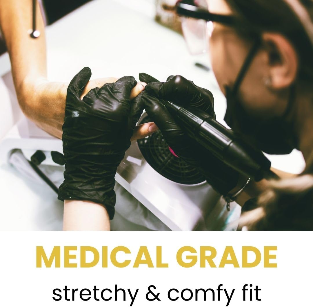 XtraGuard Black Nitrile Gloves - Heavy Duty, 6 Mil, Disposable, Latex & Powder Free, Chemical & Puncture Resistant, Food Safe, Medical Grade