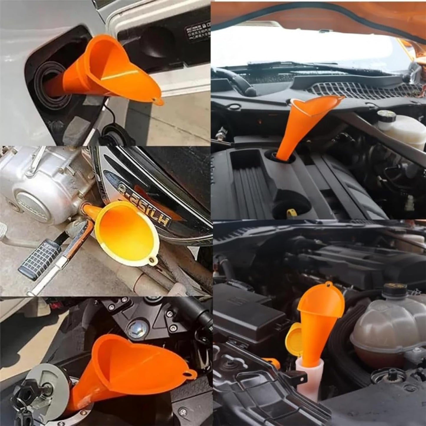 8 Pieces Oil Fuel Funnel Set, Coolant Funnel Kit,Oil Funnel,Gasoline Fuel Funnel,Flexible Plastic Funnel Set, Universal Auto Gasoline with Detachable Hose and Manual Oil Absorber